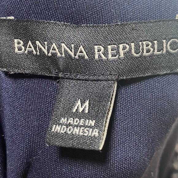 Banana Republic Mini Dress Floral Printed Flounce Fit & Flare Jersey Knit Navy M - Picture 8 of 10